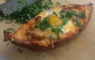 Delicious Cheesy Chorizo and Egg Sweet Potato Boats Recipe