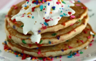 Delicious Funfetti Pancakes with a Sweet Vanilla Cream Sprinkle Sauce