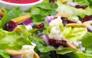 Delicious Green Salad with Homemade Cranberry Vinaigrette Dressing