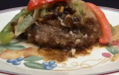 Delicious Hamburger Steaks with Sauteed Peppers, Onions, and Mushrooms