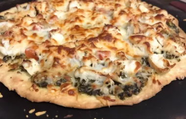 Delicious homemade chicken pesto pizza