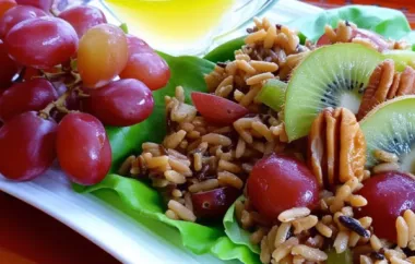 Delicious Nutty Wild Rice Salad with Fresh Kiwifruit and Red Grapes