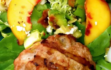 Delicious Peachy Turkey Burger Salad with Endive, Bacon, Avocado, and Gorgonzola
