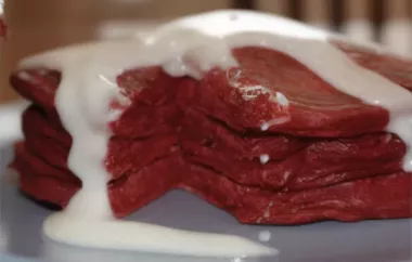 Delicious Red Velvet Pancakes with Cream Cheese Glaze