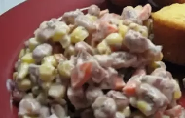 Delicious Spicy Creamy Cajun Ham and Black Eyed Peas Salad Recipe