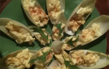 Delicious stuffed endive recipe with creamy goat cheese and crunchy walnuts