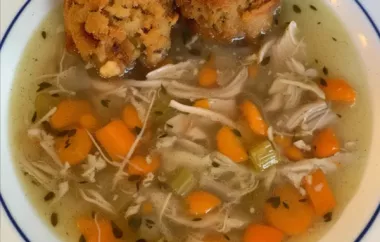 Delicious Turkey Soup with Deep Fried Stuffing Balls