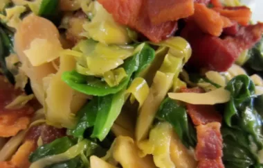 Delicious Warm Brussels Sprout, Bacon, and Spinach Salad Recipe