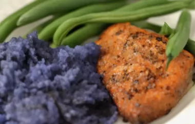 Elegant and Healthy Salmon with Purple Mashed Potatoes and Crisp Green Beans