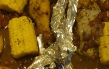 Foil-Wrapped BBQ Chicken with Corn on the Cob and Pinto Beans