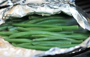 Grilled green beans cooked in a foil packet