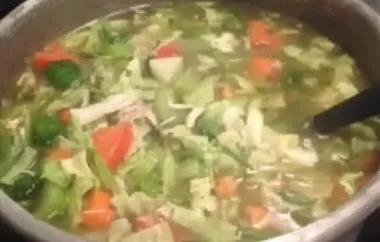Hearty and comforting chicken soup filled with fresh vegetables from grandpa's garden