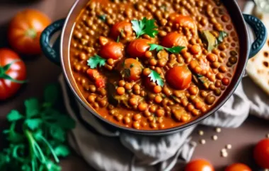 Hearty and flavorful tomato curry lentil stew recipe