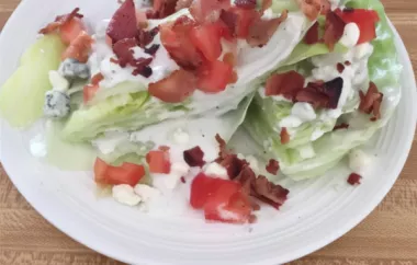 Indulge in a classic wedge salad with a twist, featuring a creamy blue cheese dressing that takes this dish to a whole new level.