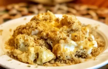 Indulge in the creamy and cheesy goodness of Three Cheese Cauliflower Casserole