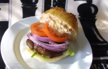 Juicy and Flavorful Portabella Mushroom Burgers with a Tangy Red Pepper Mayonnaise