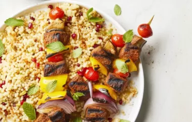 Juicy beef kebabs paired with flavorful pomegranate couscous