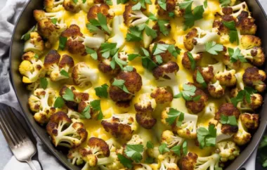 Low-carb cauliflower casserole with a cheesy topping