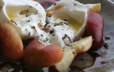 Peaches with Burrata, Basil, and Raspberry Balsamic Syrup
