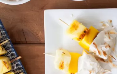 Pineapple and Mango Skewers with Coconut Dip