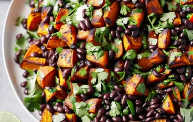 Roasted Sweet Potato and Black Bean Salad with Lime Dressing