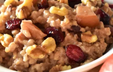 Slow Cooker Overnight Oatmeal with Apples, Cranberries and Walnuts