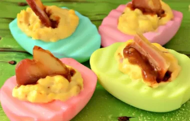 Spice up your appetizer game with these zesty chipotle deviled eggs topped with crispy bacon!