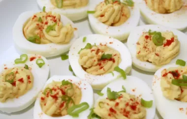 Spice up your usual deviled eggs with this zesty recipe!