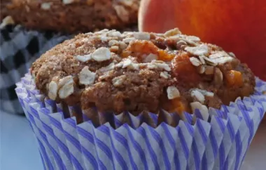 Spiced Peach Oatmeal Muffins