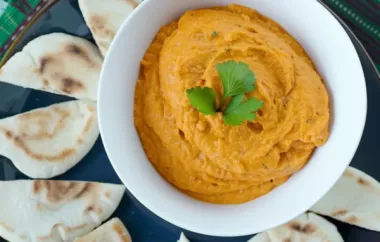Spicy and creamy roasted red pepper and feta hummus