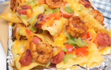 Spicy and flavorful Cajun shrimp and andouille sausage nachos