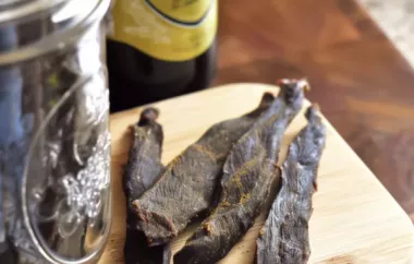 Tender and flavorful jerky marinated in beer for a delicious twist on a traditional snack.