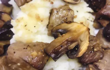 Tender and Juicy Air Fryer Steak Tips with Savory Portobello Mushrooms