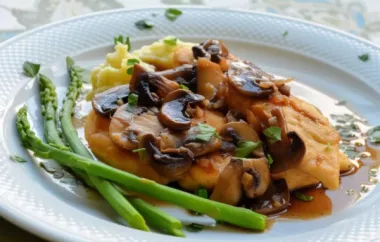 Tender chicken breast topped with a creamy Madeira wine sauce