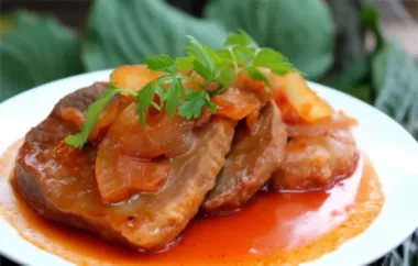 Tender eye of round steak glazed with a sweet and tangy ketchup sauce