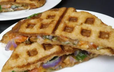 Waffle Sandwich with Cheese, Spinach and Spicy Mustard