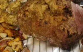 Bacon Mustard Pork Roast with Stuffed Mushroom Caps