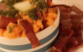 Basil-Pesto and Bacon Mashed Sweet Potatoes