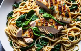 Browned Butter and Mizithra Cheese Pasta with Chicken, Spinach, and Herbs