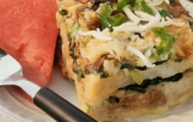 Cheesy Brunch Strata with Soy Sausage and Spinach