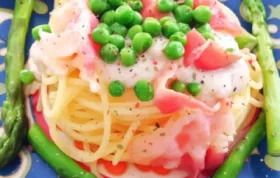 Creamy Fettuccine with Asparagus, Peas, and Prosciutto