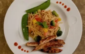 Delicious and Refreshing Asian-Inspired Chilled Pasta Salad with Tender Chicken