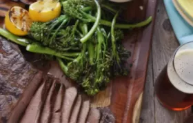 Delicious and savory grilled steak served with creamy blue cheese potatoes and tender broccolini.