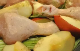 Delicious and Savory Roast Chicken with Apples, Leeks, and Rosemary