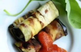Delicious Eggplant Rolls with Tangy Bell Pepper Sauce