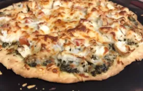 Delicious homemade chicken pesto pizza