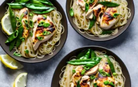 Delicious Lemon Chicken and Snow Pea Noodle Bowls