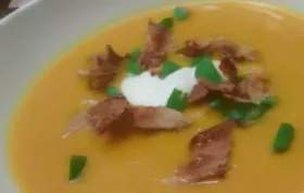 Delicious Roasted Butternut Squash Soup with the Sweetness of Apples and a Hint of Smoky Bacon