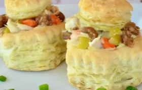 Delicious Sausage and Chicken Puff Pastry Shells Recipe