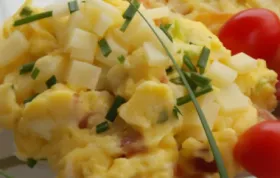 Green Garlic and Ham Scrambled Eggs with Cheese